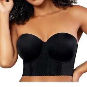 Parfait Longline Strapless Bra Bodice 40D Black Elissa Underwire Corset